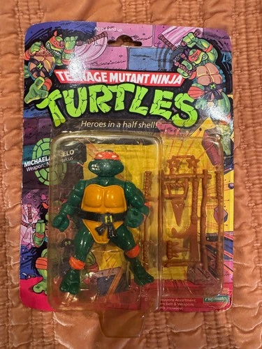 VINTAGE 1988 TMNT Michelangelo Action Figure MOC Punched Playmates Toys