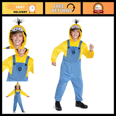 Kids Kevin Minion Costume Outfit & Headpiece - Official Minions Rise of Gru, Sma