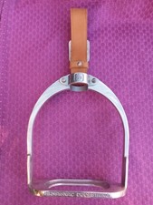 Vintage ancien joli porte bouteille étrier métal et cuir Armagnac DUCASTAING C7.