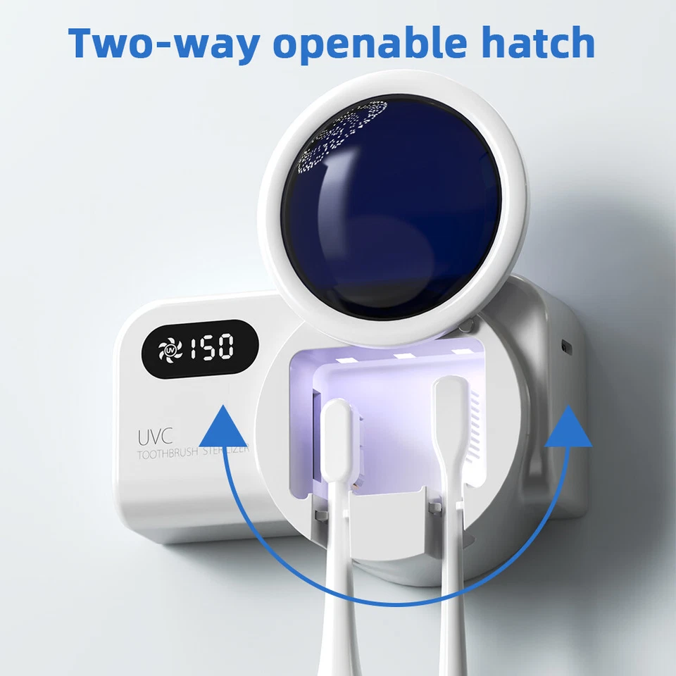 Cepillo de dientes desinfectante UV inteligente y 2 soportes cepillo de dientes limpiador recargable Foto 3 de 4