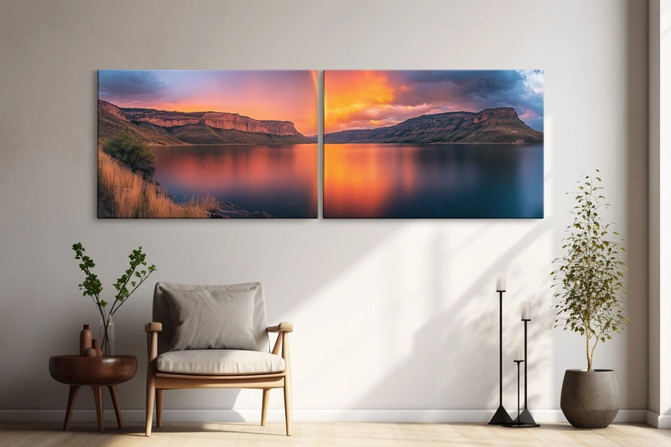 Impresión en lienzo Sunset Between the Cliffs para decoración del hogar, póster artístico de decoración de paredes Foto 2 de 4