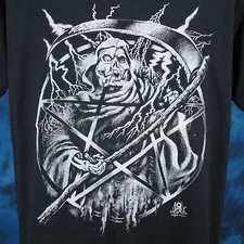 vintage 80s GRIM REAPER THUNDER T-Shirt M/L pentagram skeleton single stitch