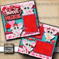 VALENTINE'S DAY  LOVE  2 premade scrapbook pages paper printed DIGISCRAP A0401