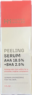 New Sealed Hanna Muller AHA 18.5% + BHA 2.5% Skin Peeling Serum 1 Fl oz.