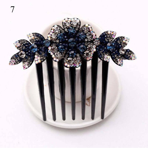 Womens Rhinestone Crystal Wedding Flower Hair Comb Clip Hairpin Bridal Jewellery - Picture 19 of 40