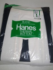 Large 1977 Hanes Thermal Bottom White/Beige Vtg men's Waffled Pant Unused