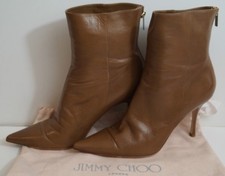 Jimmy Choo Marron Bout Pointu Talon Aiguille Ton Doré Bottines EU40.5 UK7.5