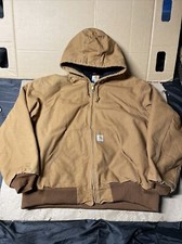 VINTAGE Carhartt Jacket Mens 2XL Quilt Lined Duck Canvas Hood Heavy USA MADE