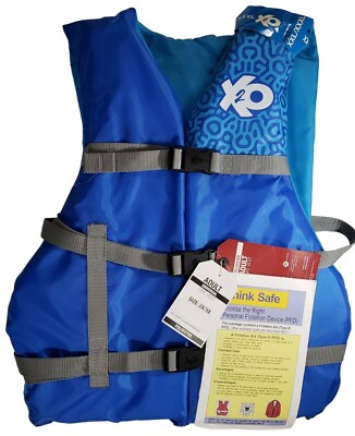 X2O Universal Life Jacket Adult 2X 3X Vest Preserver Type III Blue USCG NEW PFD