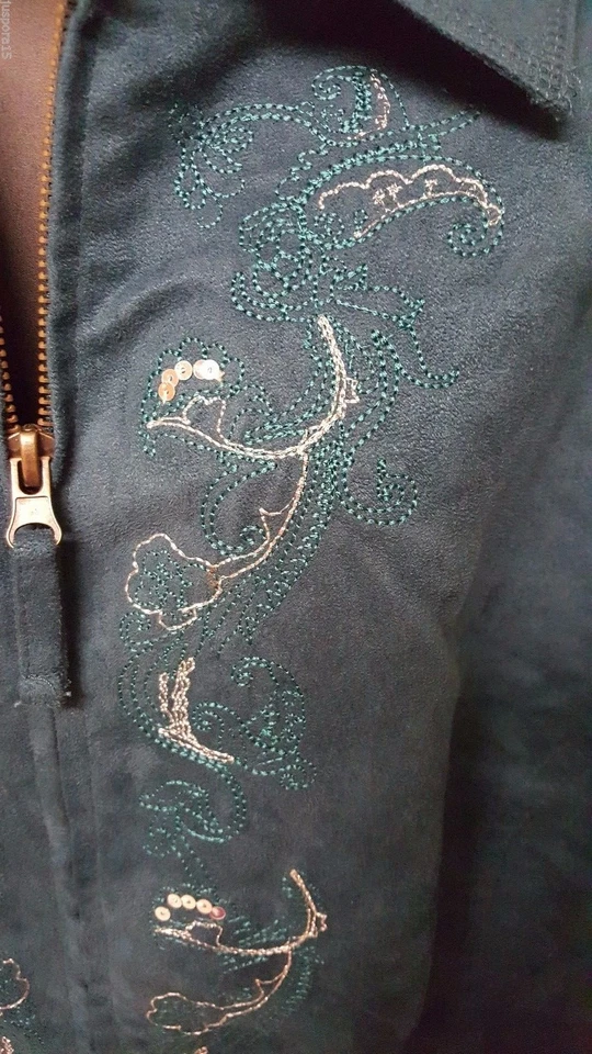 Essentials Womens Jacket Coat Size 26W/28W Green White Floral - Image 3 of 4