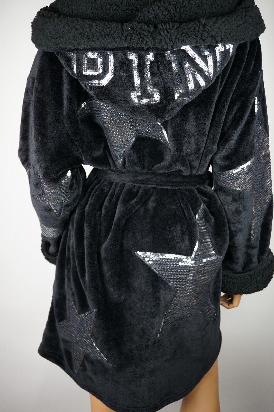 VICTORIA'S SECRET PINK HOLIDAY SHERPA SILVER BLING SPA FLEECE SOFT PLUSH ROBE image 7