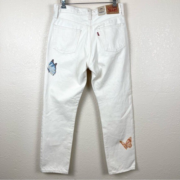 Levi’s 501 Original Fit Women's Straight Leg Butterfly Print Jeans Size 28 x 28 image 5
