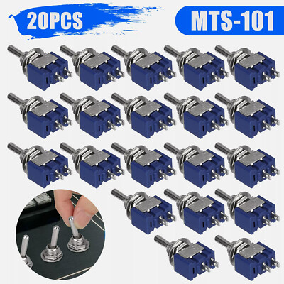 20Pcs MTS-101 2 Position Mini Toggle Switch 2 Pin SPST ON-OFF 6A 125VAC US Stock