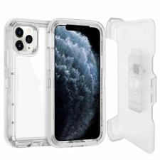 Clear White For Apple iPhone 13 Pro Max Defender Case w/ Belt Clip Fits Otterbox