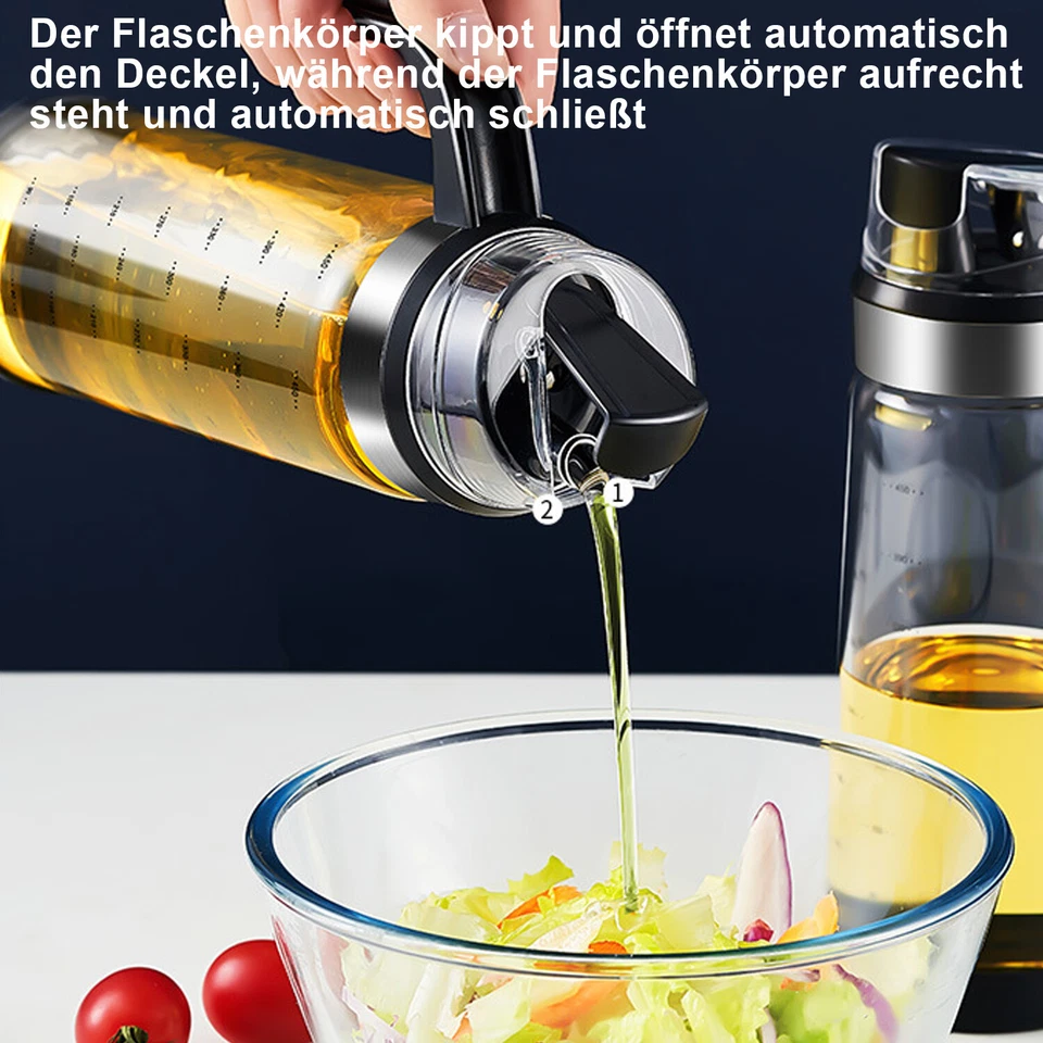 2x Olivenölflasche Olivenöl Essig-/ Öl-Karaffe/Spender Set Ölflasche 550ML - Bild 4 von 4