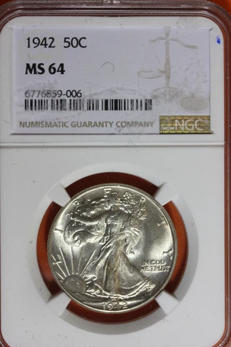 1942- NGC 50C MS64 WALKING LIBERTY HALF DOLLAR #B40793