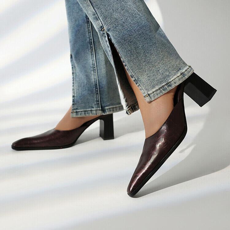 PANTOFOLA D’ORO Scarpe pantofole donna stile retrò tacco alto casual slingback punta quadrata oversize