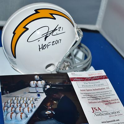chargers football helmet 2017 LADAINIAN TOMLINSON SIGNED THROWBACK MINI HELMET SAN DIEGO CHARGERS HOF  2017 JSA