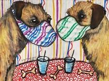 Border Terrier in quarantine dogs 11 x 14 art...