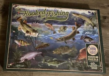 Fish Puzzle Cobble Hill Hooked on Fishing 1000-Piece Puzzle 80319 New In Box