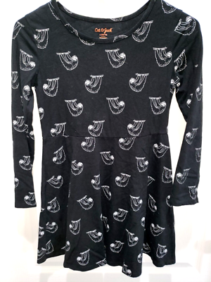 girls BLACK DRESS long sleeve size large 10/12 SLOTH school wear CUTE MOM!