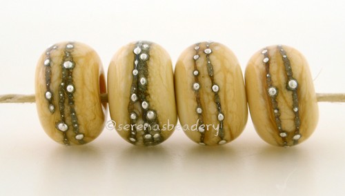 4 DARK IVORY with Fine Silver Wire * Handmade Lampwork Glass Beads - taneres - Picture 3 of 8