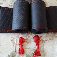 Universal Pu Leather Stitch On Steering Wheel Cover Diy Wrap With Needles Thread