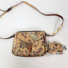 Patricia Nash Purse Coin Key Kiss Lock Brown Avellino French Tapestry Crossbody