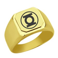Alan Scott Green Lantern Stainless Steel Signet Ring Engraved