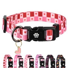 Valentine's Day Dog Collar, Cute Red Pink X-Small Valentine-Pink Red