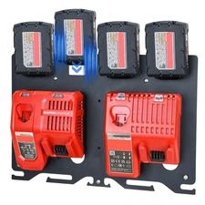 3-in-1 Metal Wall Mount for Milwaukee Chargers Batteries Drills Storage Rack ...