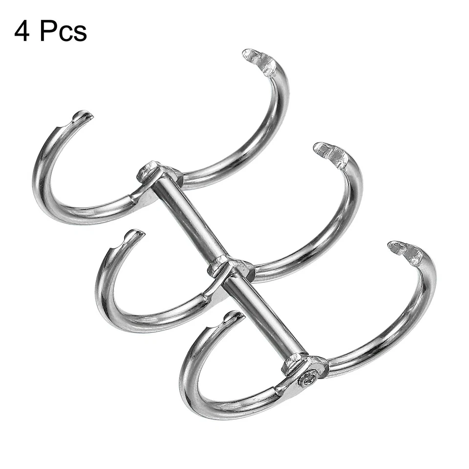4Pcs 3 Circle Binder Rings 0.79" Metal Book Rings Loose Leaf Ring Silver Tone - Image 3 of 4