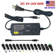 60W Power Supply DC 3V~24V Adjustable Variable Universal Switching AC/DC Adapter