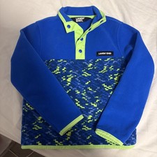 Lands&rsquo; End Kids Blue Neon Pullover Fleece Size XS X-Small (4-5) Oeko-Tex