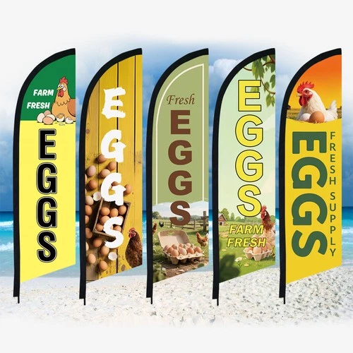 Farm Fresh Eggs Feather Flag Only Swooper Banner Flag Without Pole 2×8FT Promote