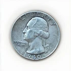1940-D USA Quarter, 0.900 Silver Coin, Washington, Nice XF Coin