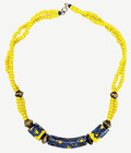 Vtg African Trade Bead Necklace Venetian Millefiori Glass Blue Yellow Beads 16" — photo 1