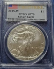 2015-W American Silver Eagle 1oz. Fine Silver PCGS Graded SP70 First Strike Flag
