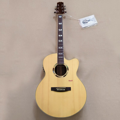 42'' Acoustic Guitar Cutaway Gigbag Solid Sitka Top Mahogany Neck Bone Nut Gigbag