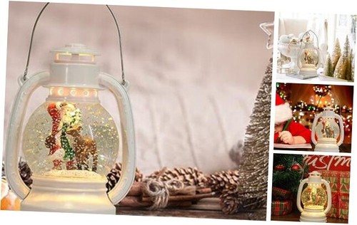 Christmas Snow Globe Lantern with 6 Hour Timer, Battery Operated Glitter Santa