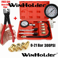 Automotive Petrol Engine Cylinder Compression Tester Kit Free Hose Clamp Plier