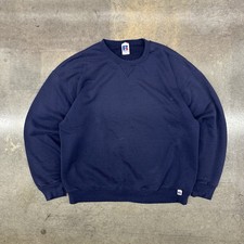 Vintage Russell Athletic Adult XL Navy Blue Blank Crewneck Sweatshirt 90s Y2K