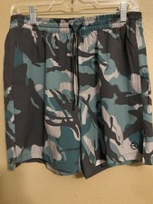 Reel Life Mens Camo Drawstring Swim Trunks Shorts Size Small NWT
