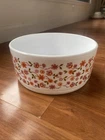 VTG Milk Glass Arcopal France Orange Pink Floral Scania Serving Salad Bowl 8.5”