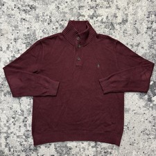 Polo Ralph Lauren Sweater Mens Large Pony 1/4 Button Mock Neck Cotton
