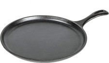 L9OG3 Cast Iron round Griddle, Pre-Seasoned, 10.5-Inch - Made in USA, Compatible