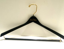 Vintage Neiman Marcus Wooden Suit Hanger Black Gold Hook Designer Luxury Closet