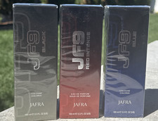JAFRA JF9 Black, Red Intense Blue Colognes PAQUETE DE 3 PERFUMES Para Hombre