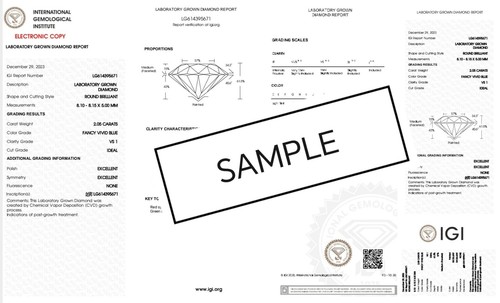 IGI Certified Lab Grown CVD DIAMOND ROUND Cut 1.21 Ct E Color VS2 Clarity STONE - Picture 5 of 13