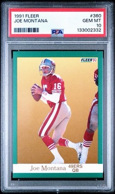 1991 Fleer Joe Montana PSA 10 San Francisco 49ers  NFL HOF Card #360 (Pop 23)
